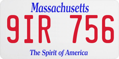 MA license plate 9IR756