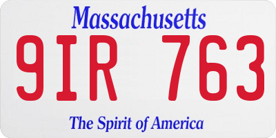 MA license plate 9IR763