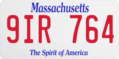 MA license plate 9IR764
