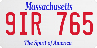 MA license plate 9IR765