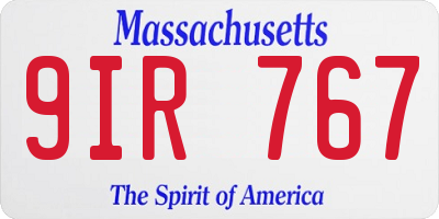 MA license plate 9IR767