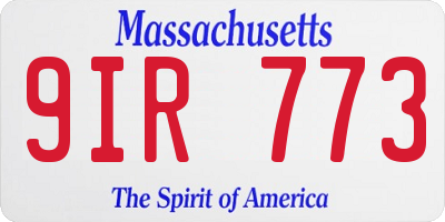 MA license plate 9IR773