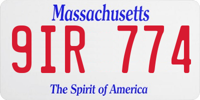 MA license plate 9IR774