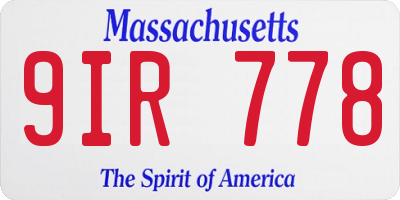 MA license plate 9IR778