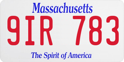 MA license plate 9IR783