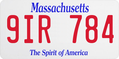 MA license plate 9IR784