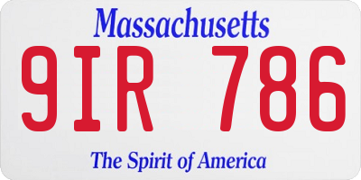 MA license plate 9IR786