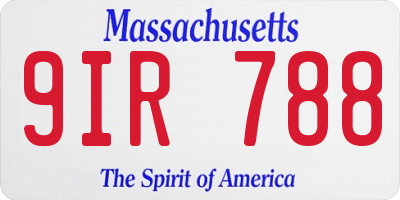 MA license plate 9IR788