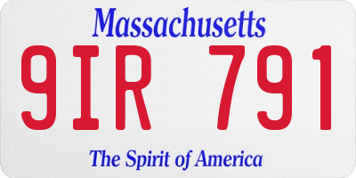 MA license plate 9IR791