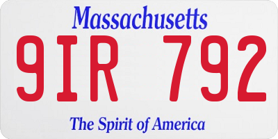 MA license plate 9IR792