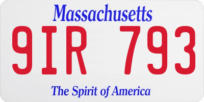 MA license plate 9IR793
