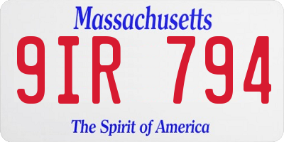 MA license plate 9IR794