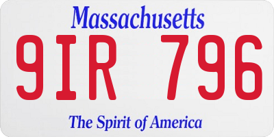 MA license plate 9IR796