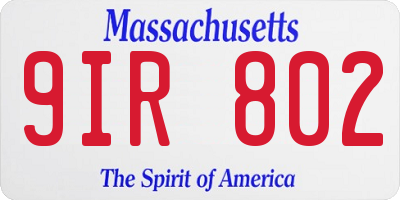 MA license plate 9IR802