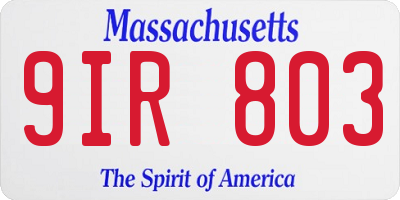 MA license plate 9IR803