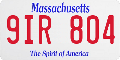 MA license plate 9IR804