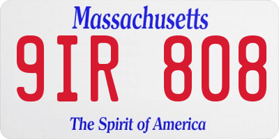 MA license plate 9IR808
