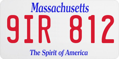 MA license plate 9IR812