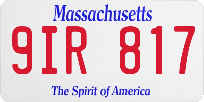 MA license plate 9IR817