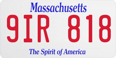 MA license plate 9IR818