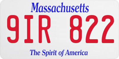MA license plate 9IR822