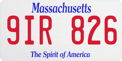 MA license plate 9IR826