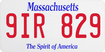 MA license plate 9IR829