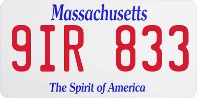 MA license plate 9IR833