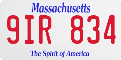 MA license plate 9IR834