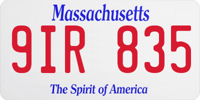 MA license plate 9IR835