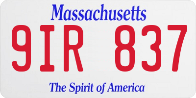 MA license plate 9IR837