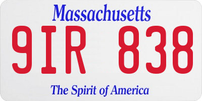 MA license plate 9IR838