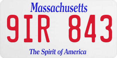MA license plate 9IR843