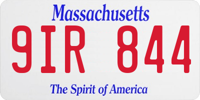 MA license plate 9IR844