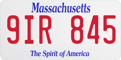 MA license plate 9IR845