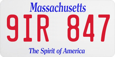 MA license plate 9IR847