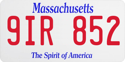 MA license plate 9IR852