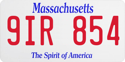 MA license plate 9IR854