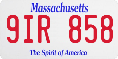 MA license plate 9IR858