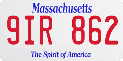 MA license plate 9IR862