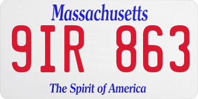 MA license plate 9IR863