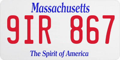 MA license plate 9IR867