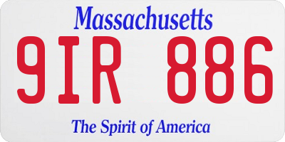 MA license plate 9IR886
