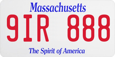 MA license plate 9IR888