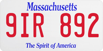 MA license plate 9IR892