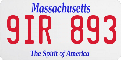 MA license plate 9IR893