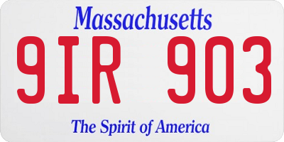 MA license plate 9IR903