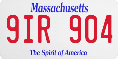 MA license plate 9IR904