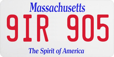 MA license plate 9IR905