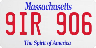 MA license plate 9IR906